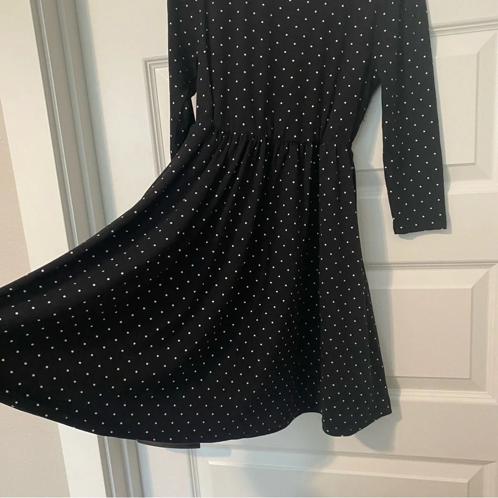 Emma & Elsa Super Soft Black White Polka Dot Dress with Pockets Size 12